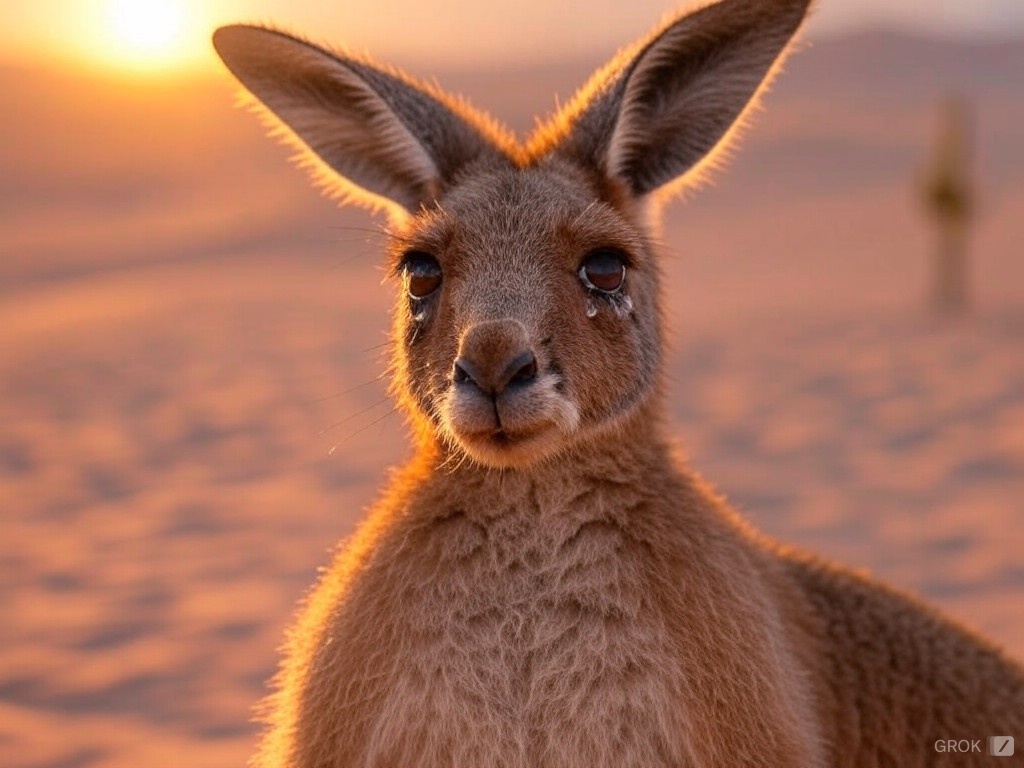 Kangaroos in desert